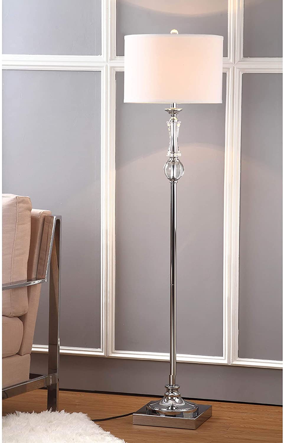 Lighting 60 inch Crystal Floor Lamp Silver Modern Contemporary Chrome