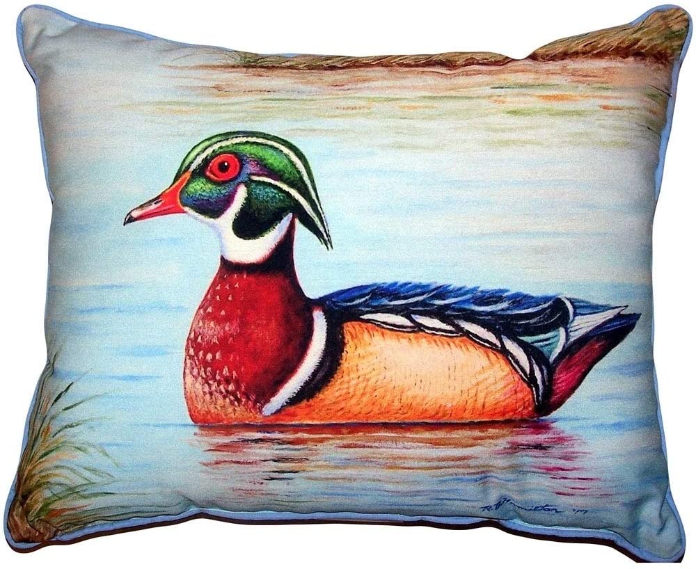 Male Wood Duck Ii Large Pillow 16x20 Color Graphic Cabin