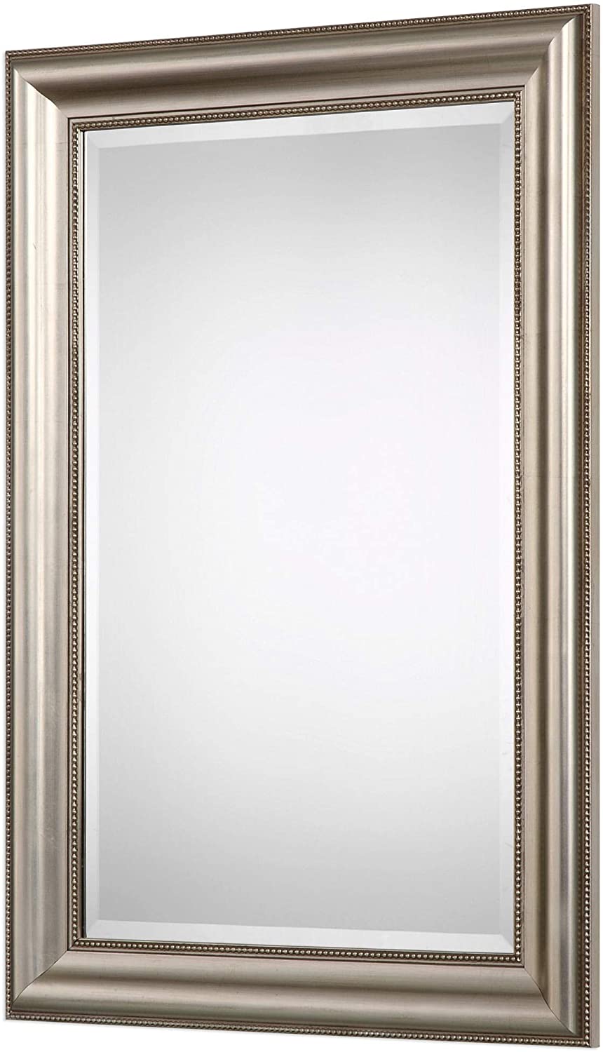 Beaded Mirror Silver 24x36x1 5 Transitional Hooks Included Includes Hardware