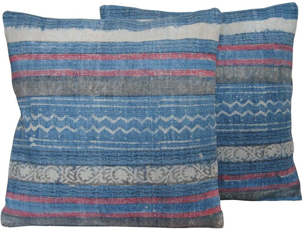 Handmade 20 inch Throw Pillows (Set 2) Blue Geometric Modern