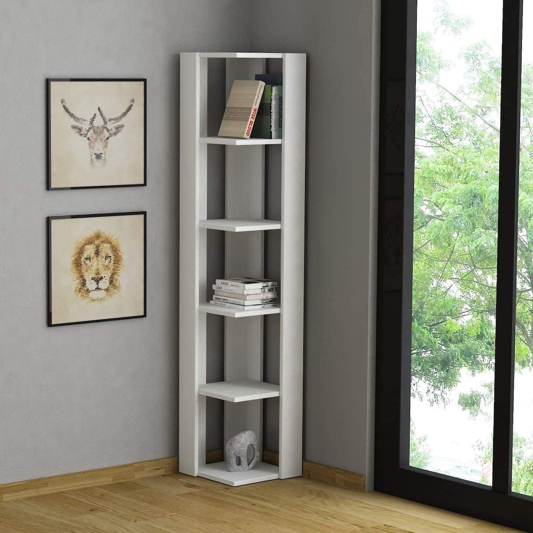 Bruce Modern Bookcase White Contemporary Wood Includes