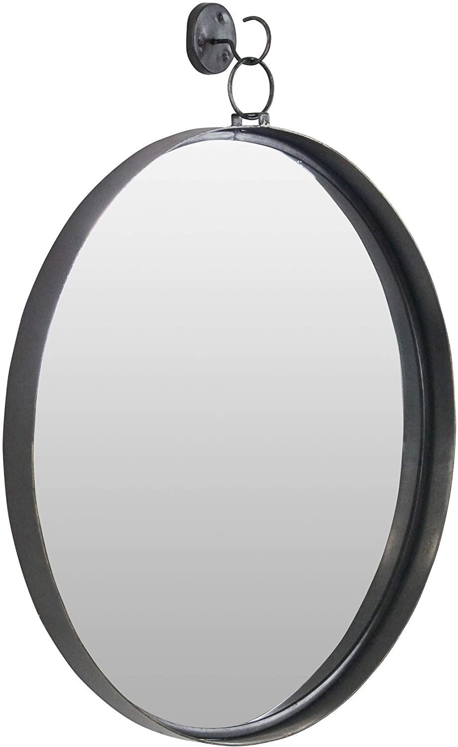 Suspended Round Wall Mirror Brown Farmhouse Modern Contemporary Includes Hardware - Diamond Home USA