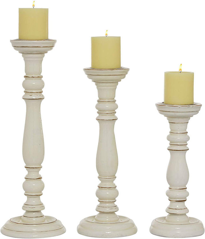 Tall White oden Candle Holders Set 3 12" 16" 18" 6 X 18