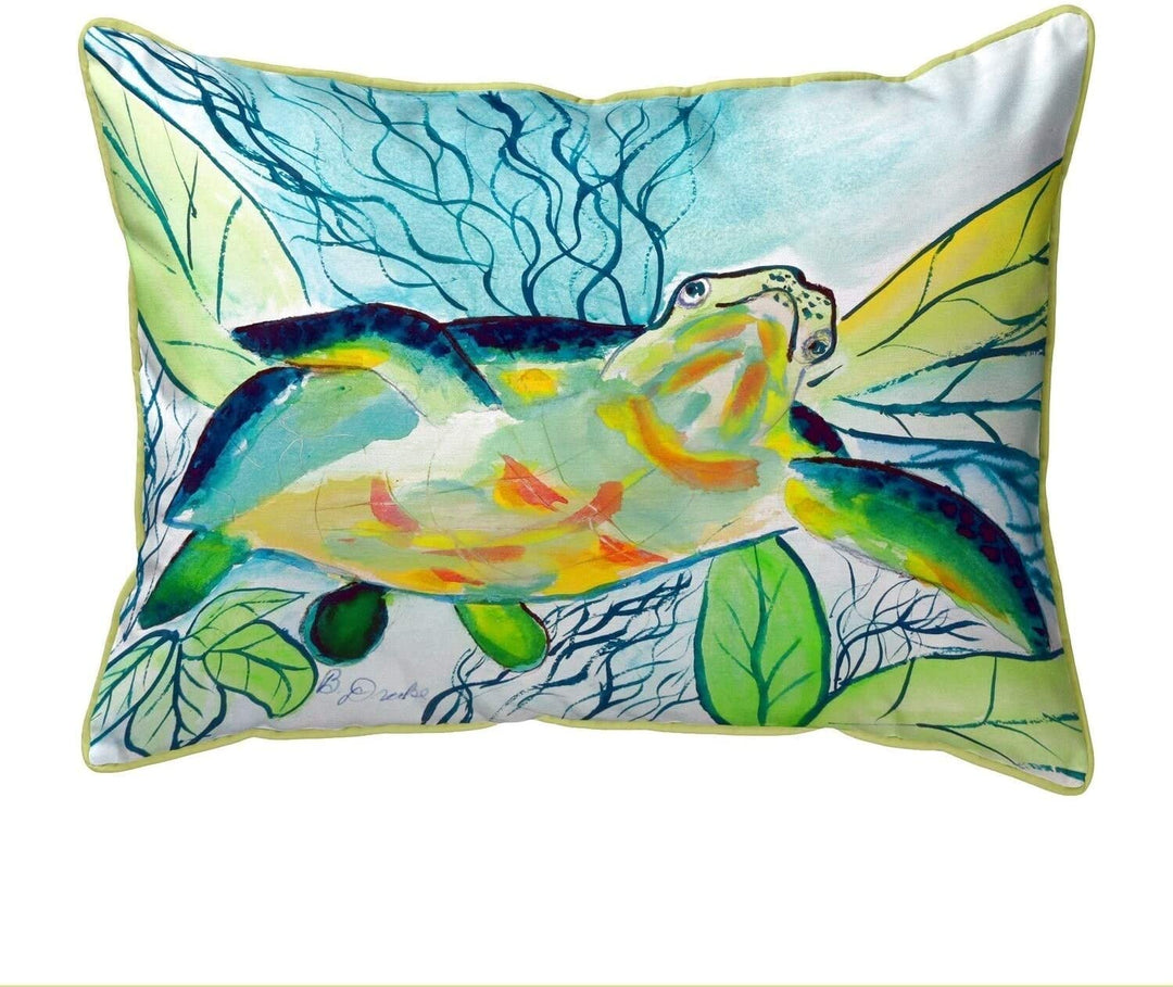 Smiling Sea Turtle Small Pillow 11x14 Color Graphic Nautical