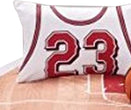 Polyester Twin Comforter Set Basketball Court Multicolor Brown Red White Sports Collegiate Modern Contemporary