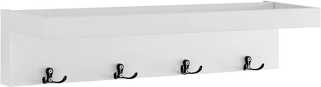 Wall Mounted Coat Rack Decorative Ledge Shelf White MDF