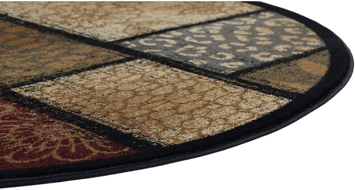 Transitional Floral Round Area Rug 5'3 X Abstract Color Block Country Mission Craftsman Jute Polypropylene Latex Free Pet Friendly Stain Resistant