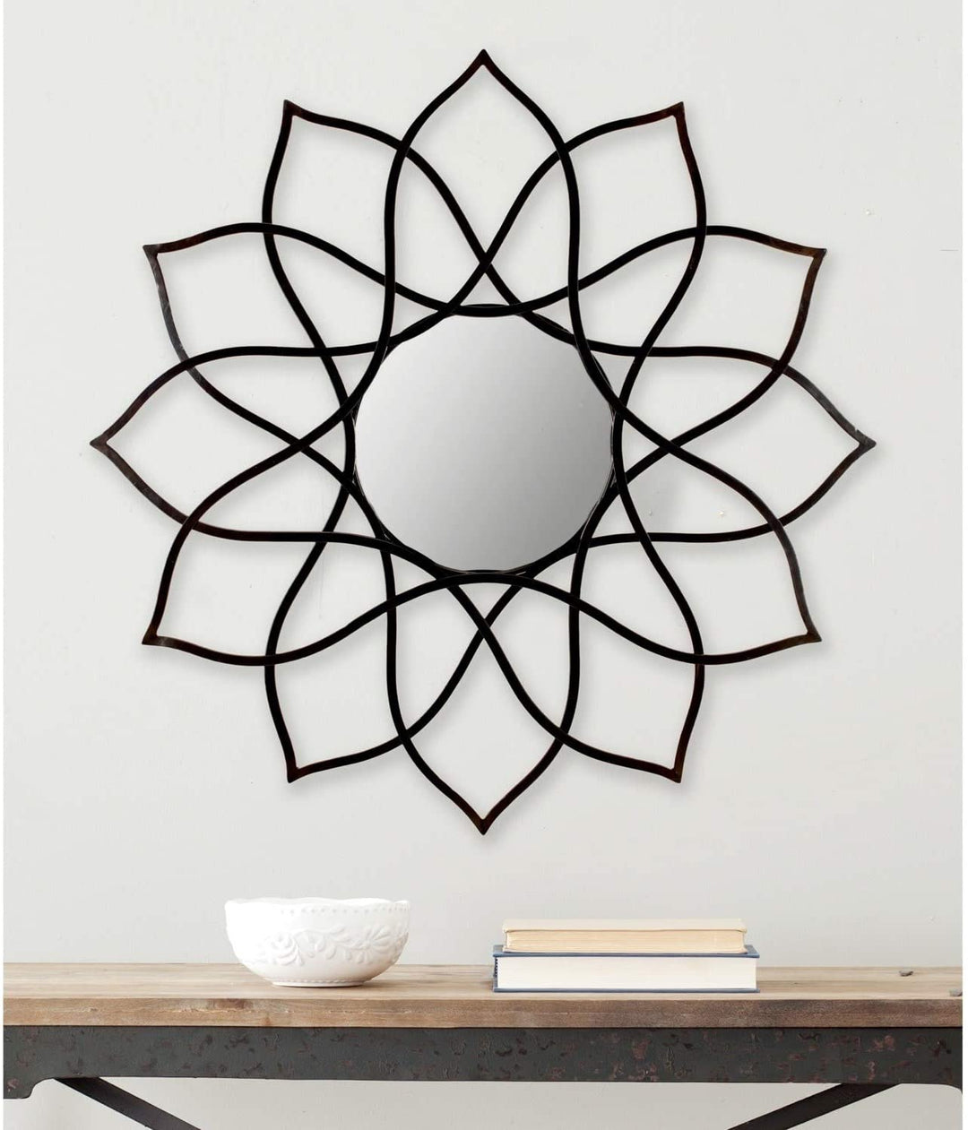 Flower Power Coffee Bronze 36 inch Mirror 36" X 1" Brown