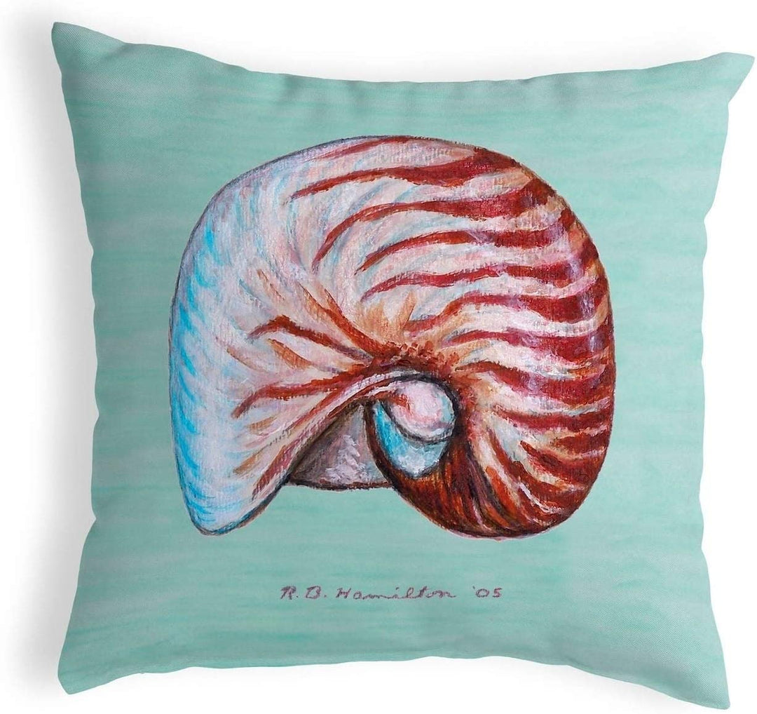 Shell Teal Small No Cord Pillow 12x12 Color Graphic Nautical