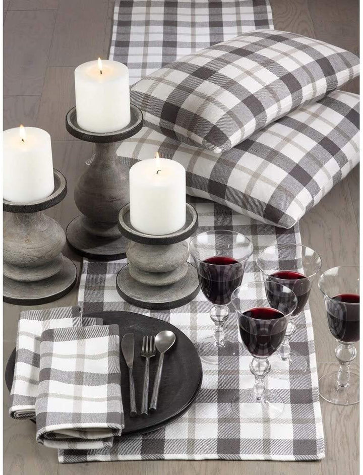 Plaid Design Cotton Placemats (Set 4) Grey Classic Farmhouse Modern Contemporary Rectangle