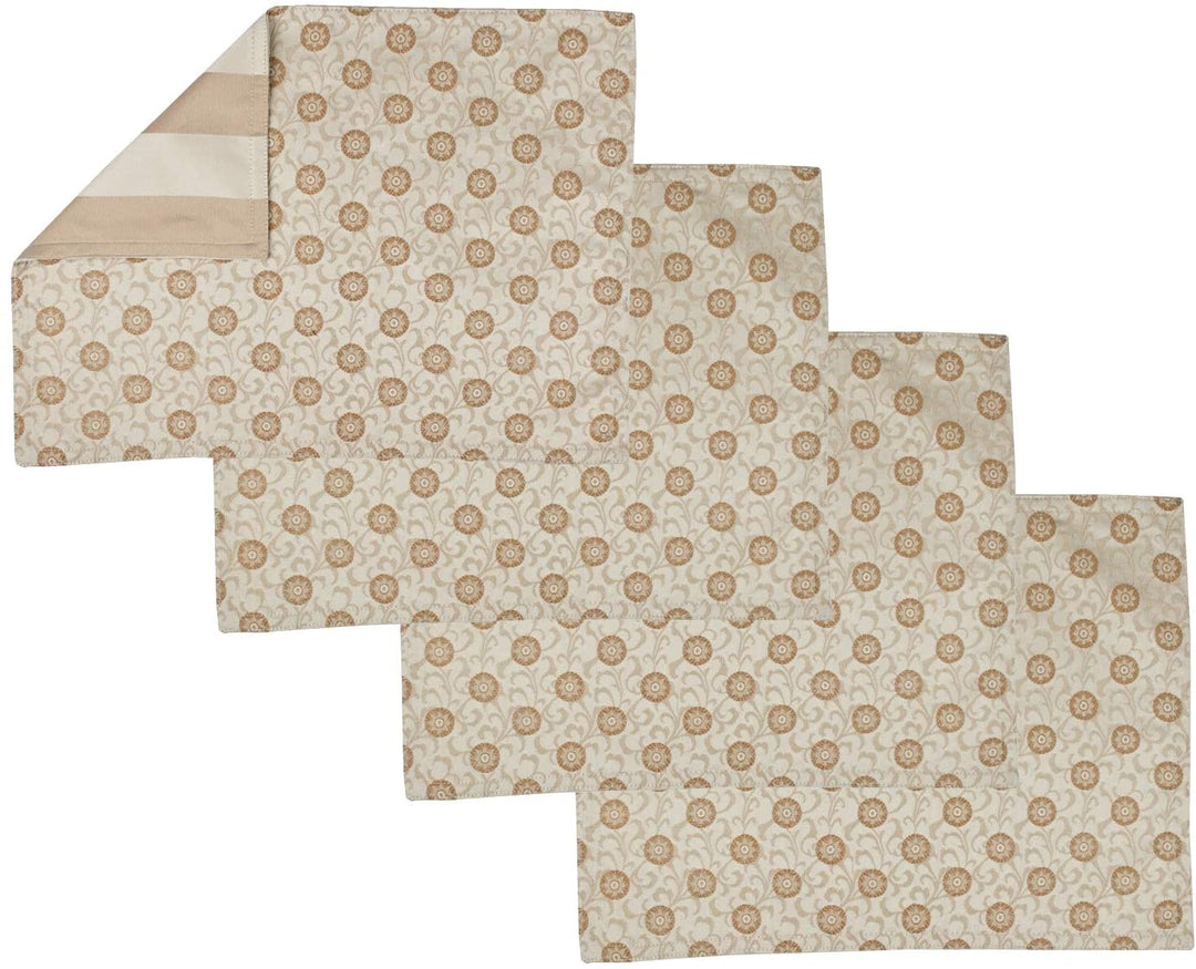 Placemat (Set 4) Color Tan Floral Modern Contemporary