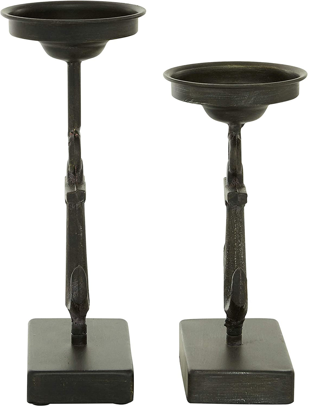 Metal Candle Holders Ship Anchor Design Set 2 11" 9" 4 X 6 11 Black - Diamond Home USA