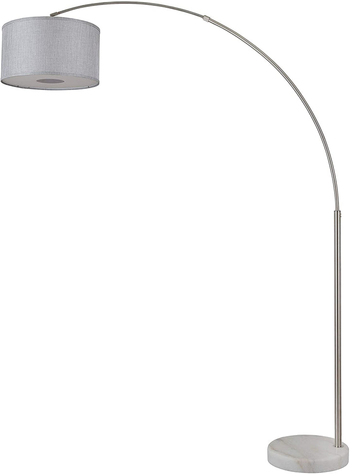 Steel Adjustable Arching 81" Floor Lamp Grey Extra Large Shade Modern Contemporary Nickel - Diamond Home USA