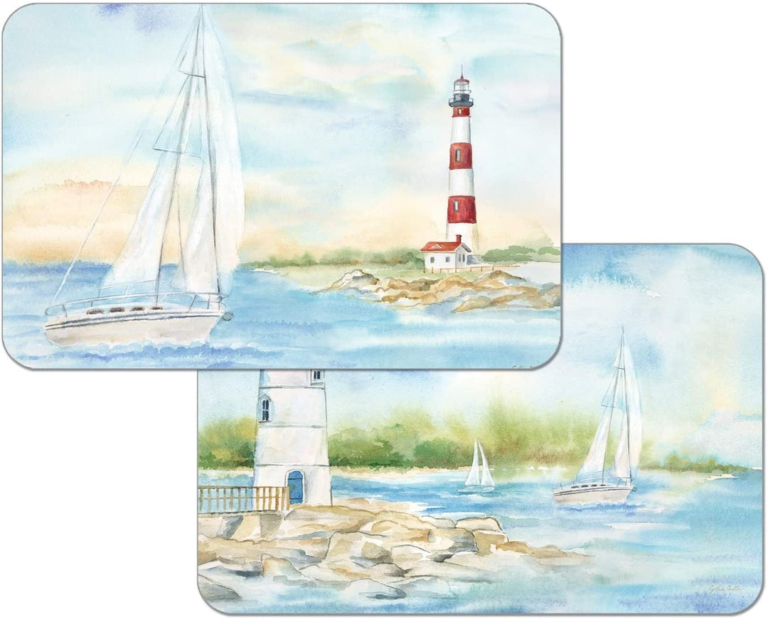 Wipe Clean Placemats Set 4 Lighthouse Scene Color