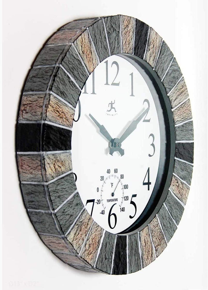 13" /Outdoor Faux Slate Clock Color Round Plastic