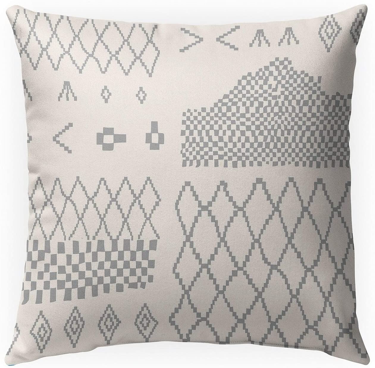 MISC Moroccan Patchwork Grey Indoor|Outdoor Pillow by N/ 18x18 Southwestern Polyester Removable Cover