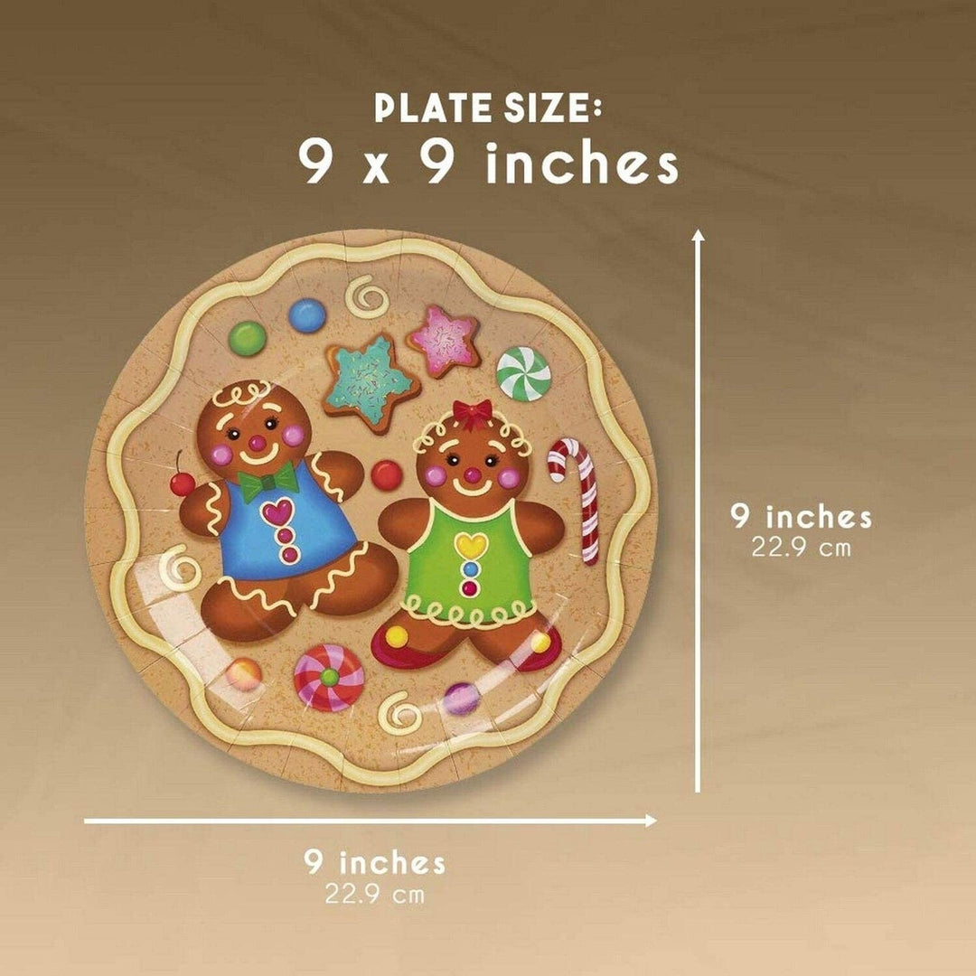 24 Set Christmas Party Disposable Dinnerware Boy Girl Gingerbread Cookie Design Color Holiday Casual Round Piece - Diamond Home USA