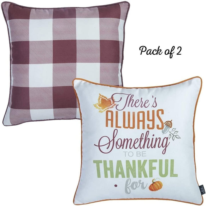 Fall Season Thanksgiving Throw Pillow Cover 18"x18" (2 Pcs Set) Floral Polyester Two Pillows Removable