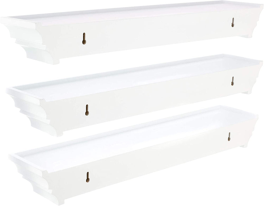 Kg Wall Shelf Set 3 White 24" - Diamond Home USA