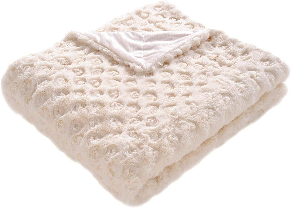 Pebbles Cream 50 X 60 inch Throw Blanket Off White Animal Casual Modern Contemporary Faux Fur