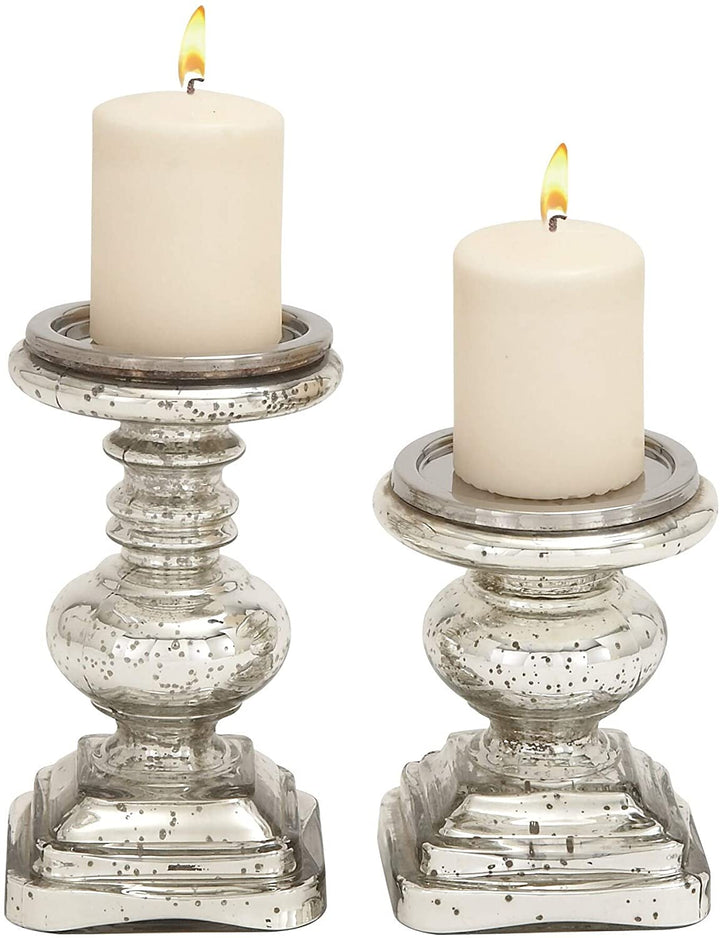 Silver Colored Glass Candle Holders Silver