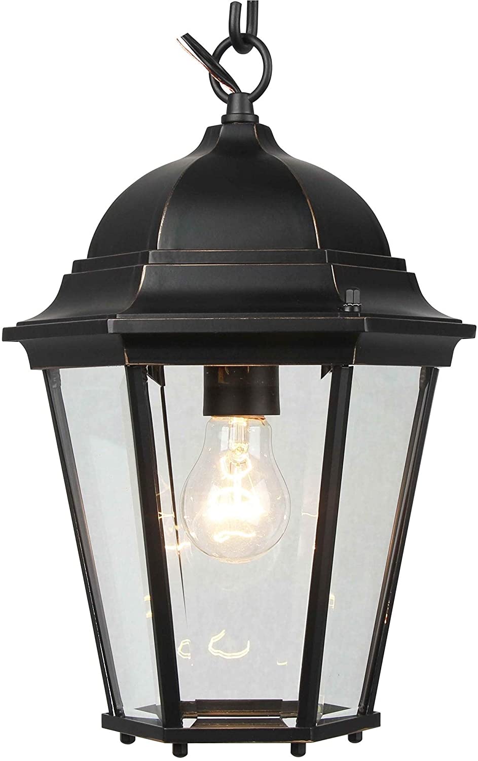 1 Light Outdoor Hanging Lantern Imperial Black Traditional