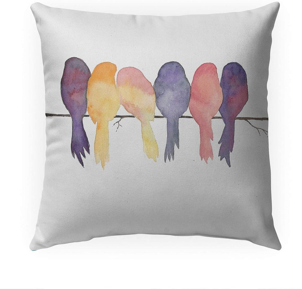MISC Birds Wire Indoor|Outdoor Pillow by 18x18 Purple Traditional Polyester Removable Cover