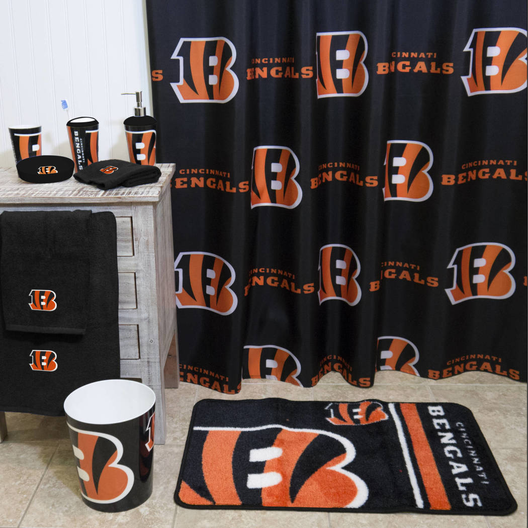 NFL Bengals Bath Towel 25 X 50 Inches Football Themed Applique Shower Towel Sports Patterned Team Logo Fan Merchandise Athletic Spirit Black Orange - Diamond Home USA
