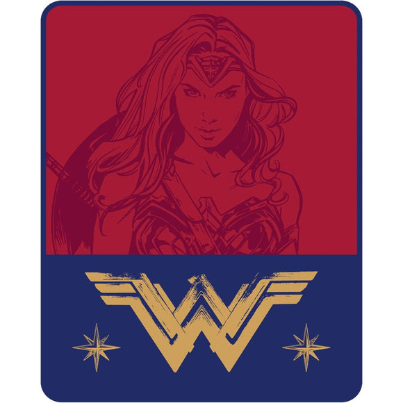 Kids Blue Red Wonder Woman Theme Blanket Twin Size Comics Movies Character Animated Superheroes Pattern Extra Warmth & Cozy Sofa Throw Bold Colors
