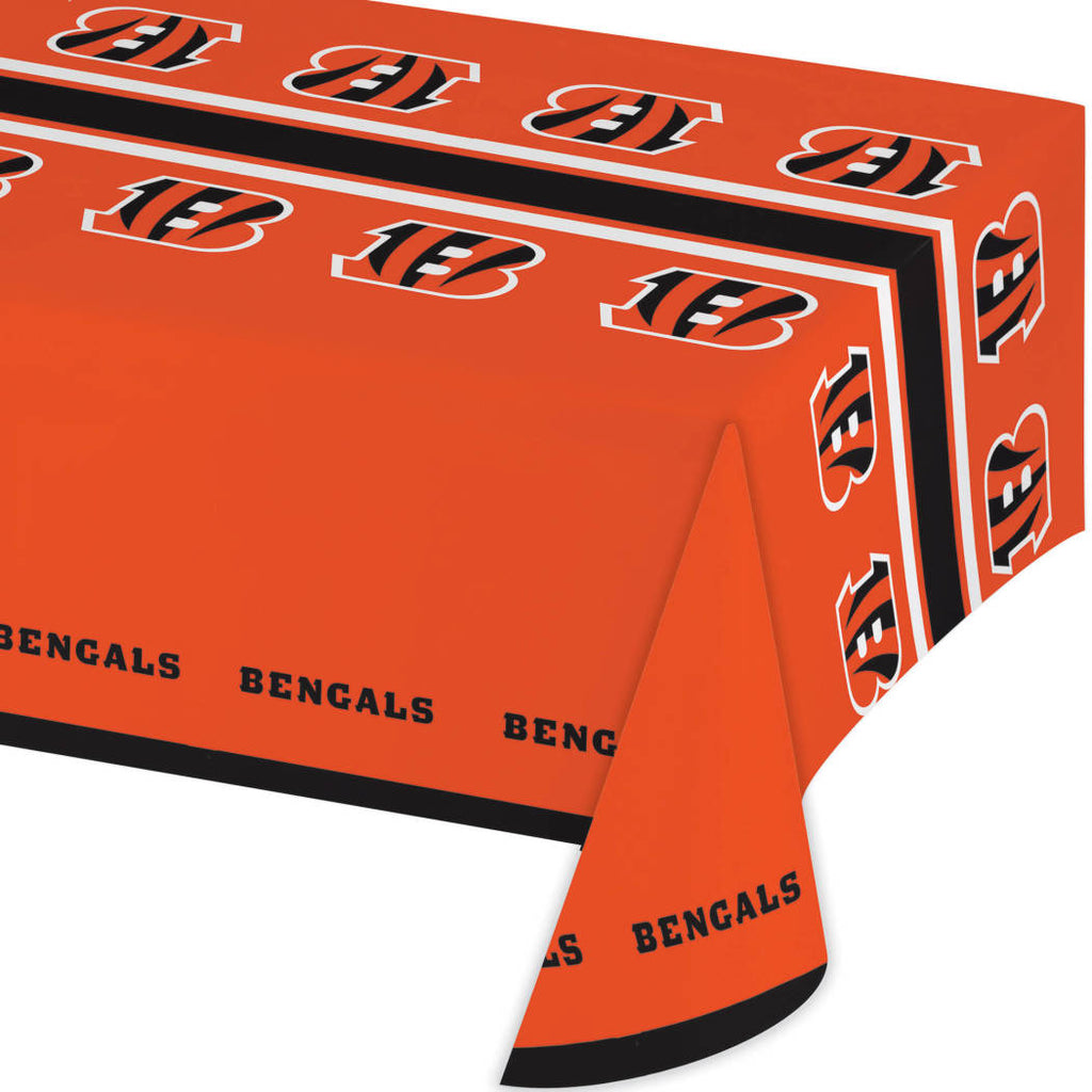 54 X 102 Inch NFL Bengals Tablecloth Football Themed Rectangle Table Cover Sports Patterned Team Color Logo Fan Merchandise Athletic Spirit Orange - Diamond Home USA