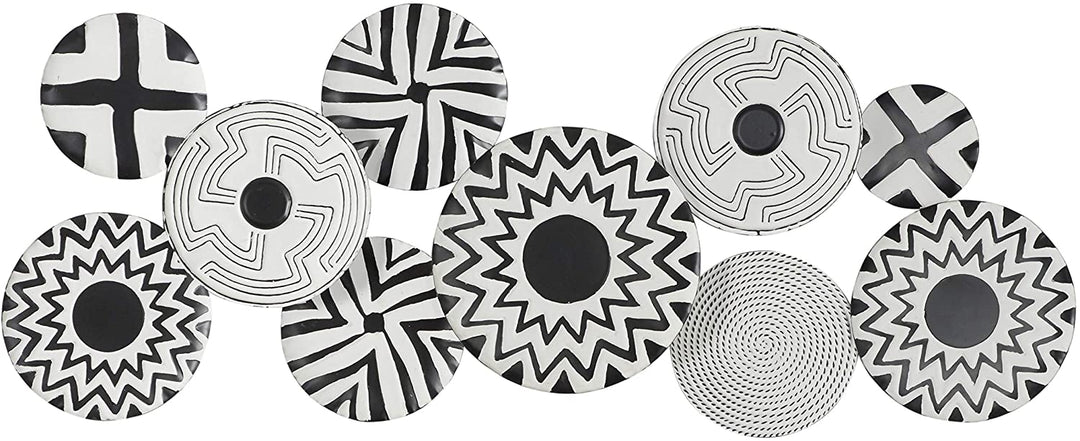 Large Round Metal White Black Walls 50"x19" Modern