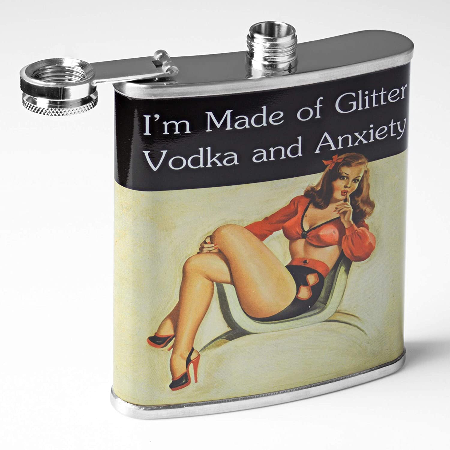 Made Glitter Vodka Stainless Steel 8 Oz Flask Color