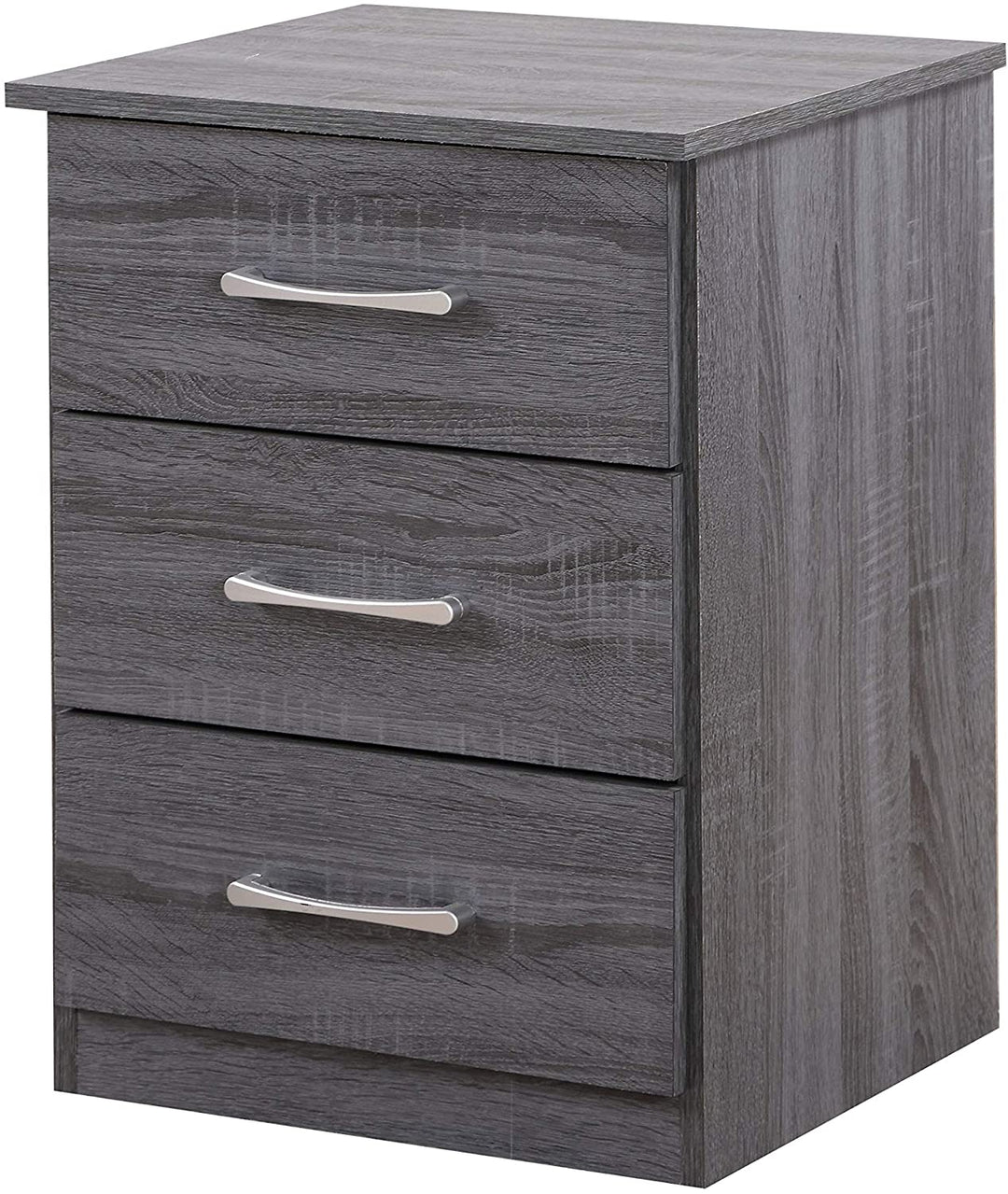 Boston 3 Drawer Wooden Nightstand Grey Modern Contemporary