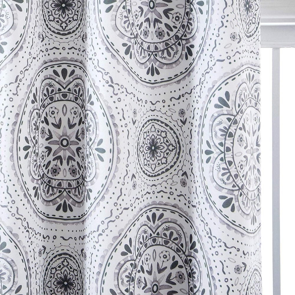 Medallion Pattern Lined Window Valance 52" Width X 18" Length Grey Farmhouse Modern Contemporary 100% Polyester