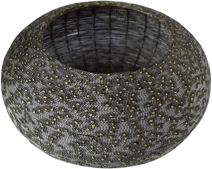 Gun Metal Beaded Modern Bowl Decor Grey Iron