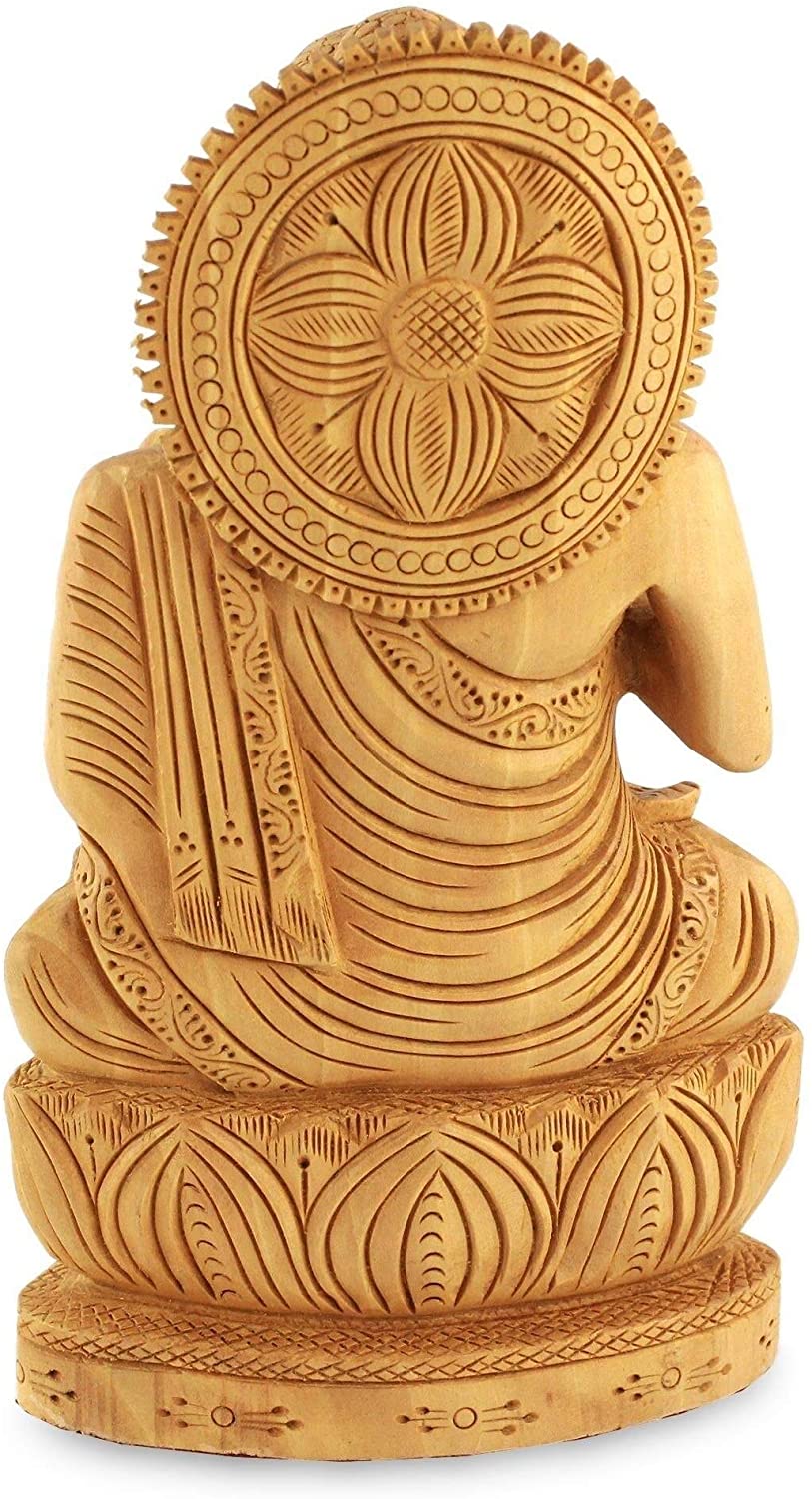 Wood Buddha Hopes Peace Earth Statue (India) Brown