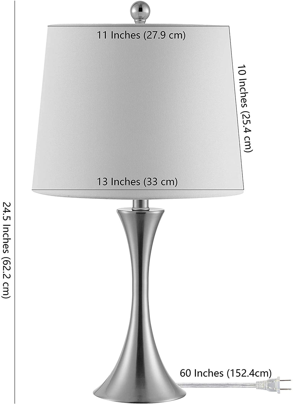 Lighting 24 inch Iron Table Lamp 13" X 24" Silver Modern Contemporary Traditional Chrome Bulbs Included - Diamond Home USA