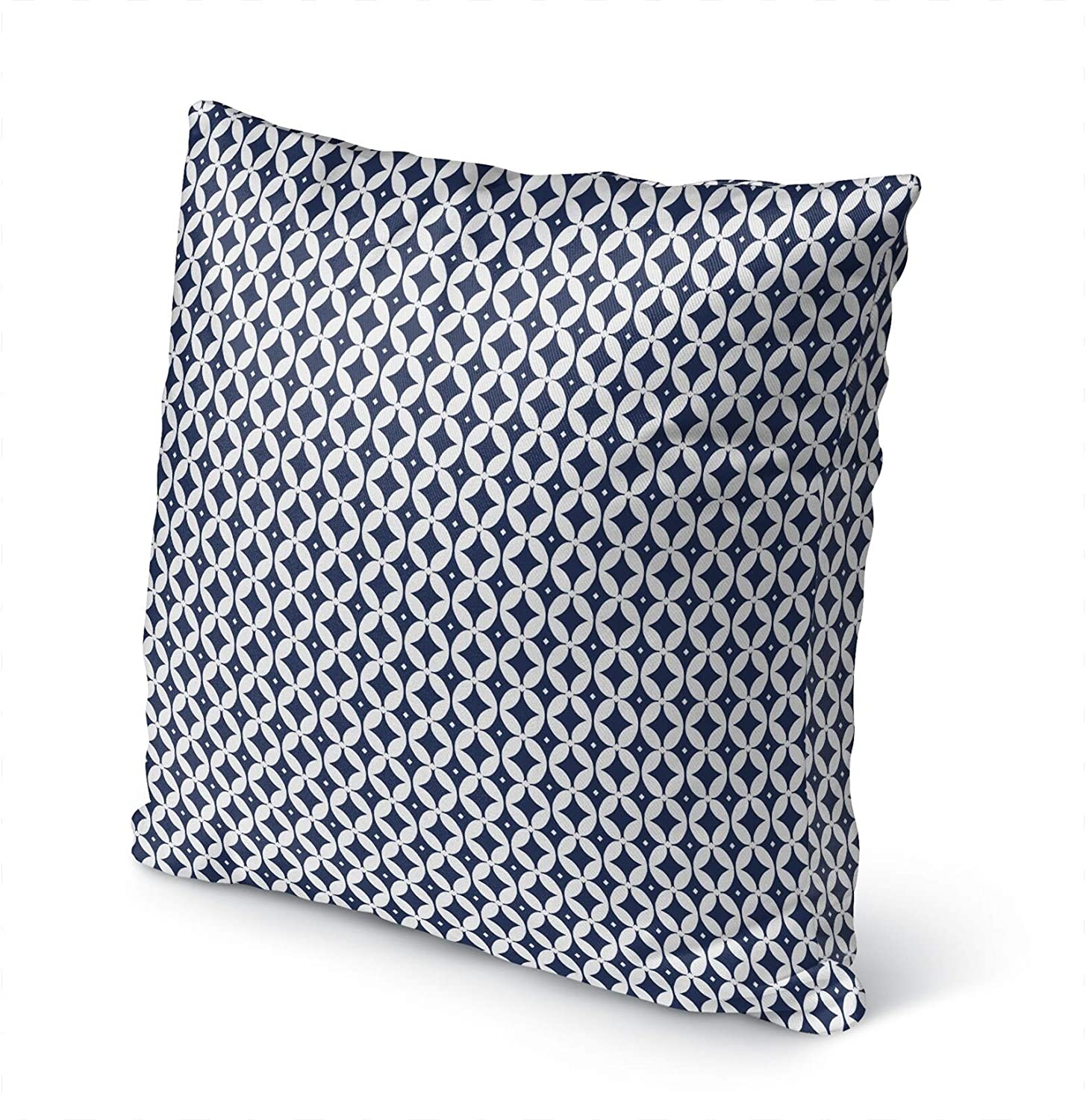 Navy Indoor|Outdoor Pillow by 18x18 Blue Geometric Modern Contemporary Polyester Removable Cover