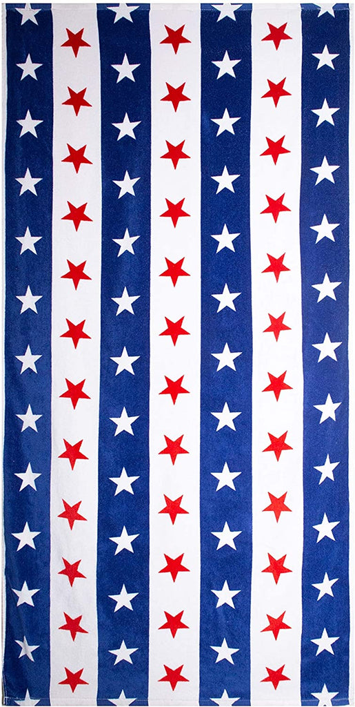 MISC Outdoor Living Patriotic Beach Towel 3 Pack Set Stars Graphic Cotton Same Size