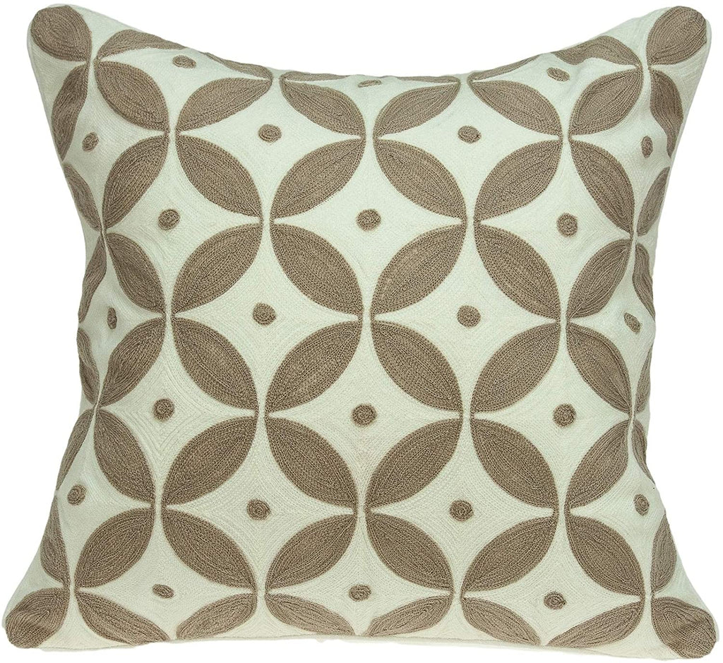 Contemporary Brown Pillow Cover Geometric Modern Cotton Removable