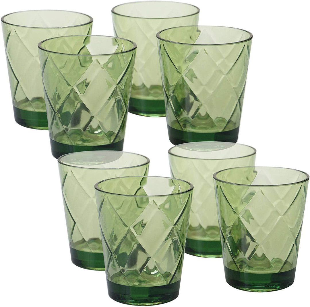 Green Acrylic 15 Oz Double Old Fashioned Glasses (Set