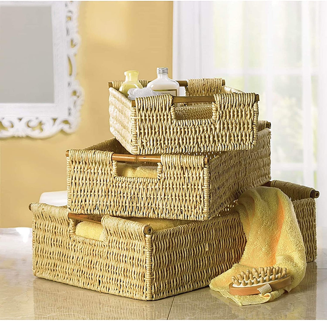 Weaved Corn Storage Nesting Baskets Beige