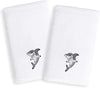 Sweet Kids Shark Embroidered White Turkish Cotton Hand Towels (Set 2) Grey Novelty