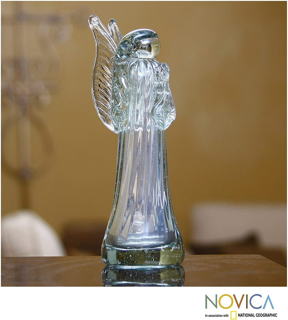 Handmade Blown Glass 'Crystal Angel' Sculpture (Guatemala) Clear Ceramic - Diamond Home USA