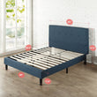 Zinus Upholstered Navy Button Detailed Platform Bed / Wood Slat Support, Twin