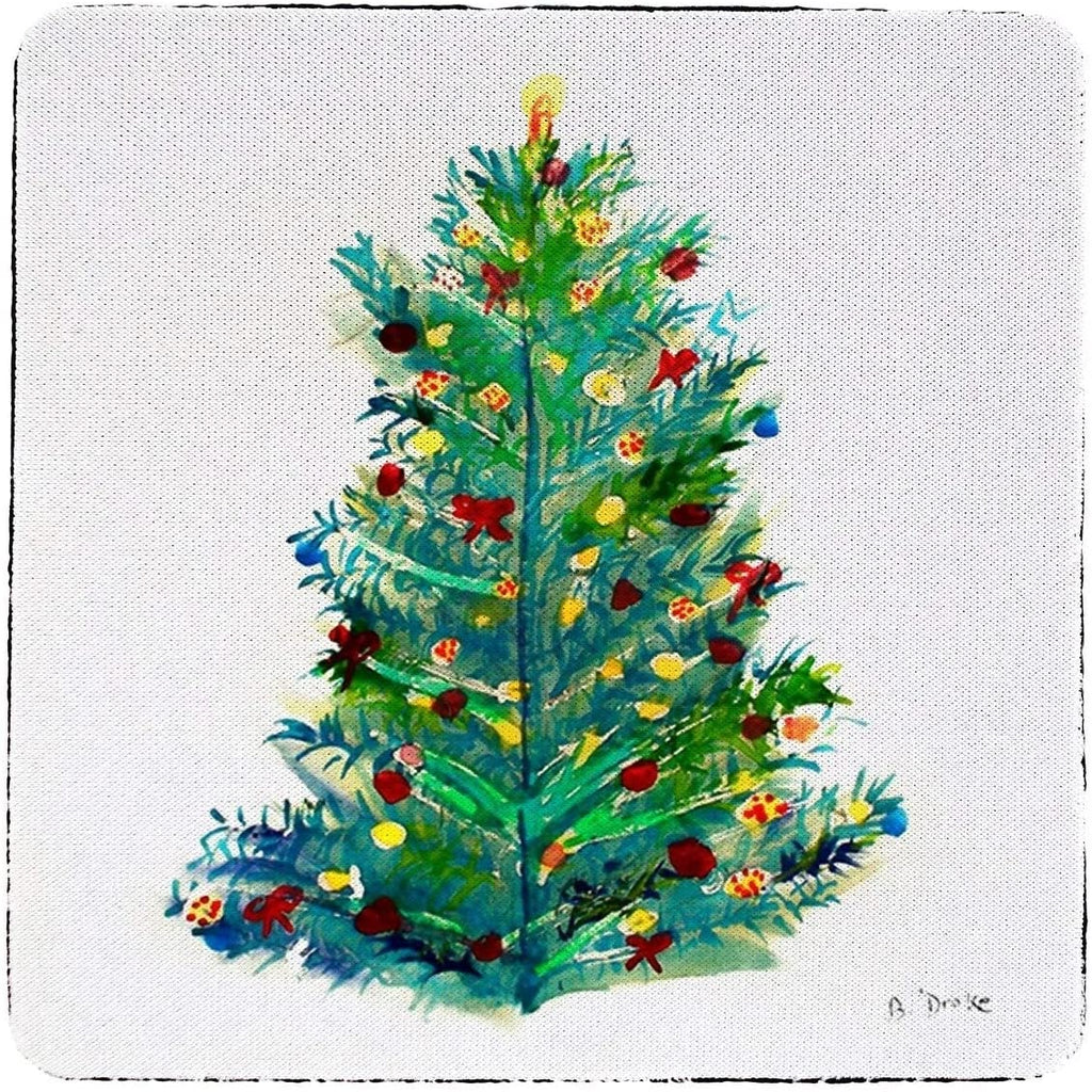 Christmas Tree Coaster Set 4 Color Synthetic Fiber