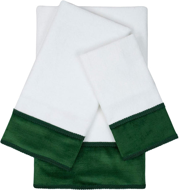 Unknown1 Green 3 Piece Embellished Towel Set 13 X 18 0 5/16 25 0 5/25 48 0 5 White Solid Color Cotton Microfiber