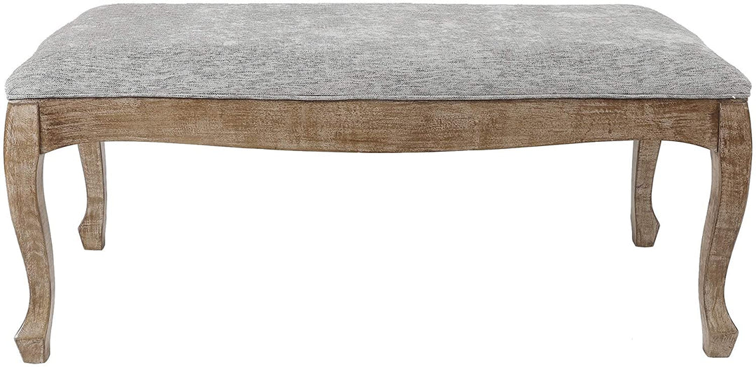 Upholstered Gray Linen Entryway Bedroom Bench Grey Solid