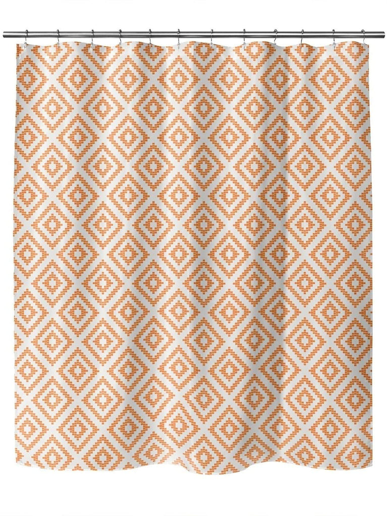 MISC Stairstep Diamond Orange Shower Curtain by Orange Geometric Southwestern Polyester