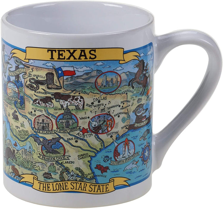 Texas Souvenir 20 Oz Jumbo Mugs (Set 6) Blue Color White